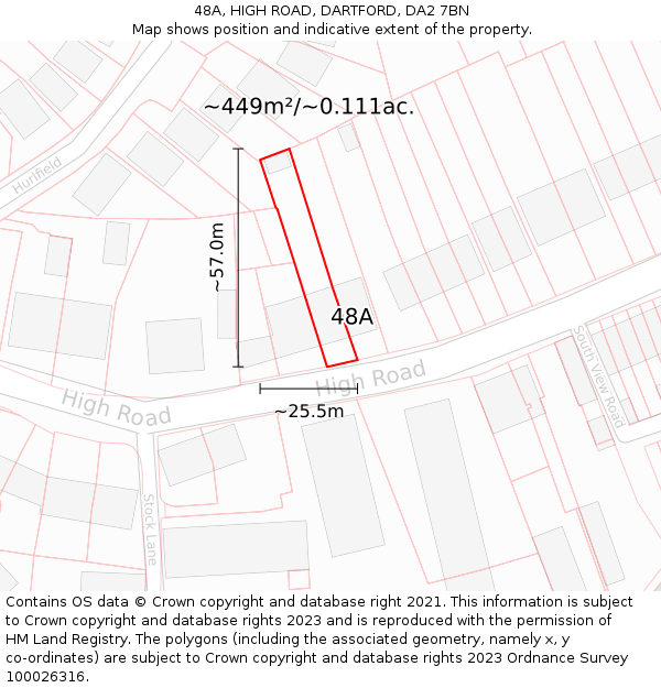 48A, HIGH ROAD, DARTFORD, DA2 7BN: Plot and title map