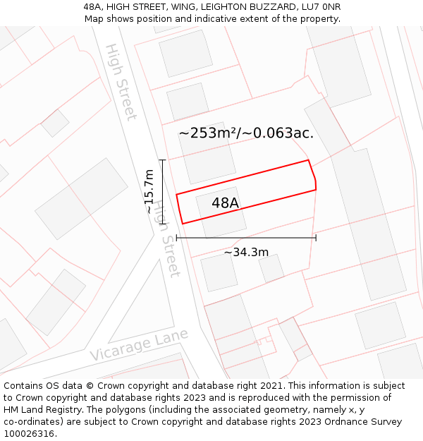 48A, HIGH STREET, WING, LEIGHTON BUZZARD, LU7 0NR: Plot and title map