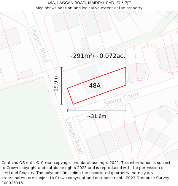 48A, LAGGAN ROAD, MAIDENHEAD, SL6 7JZ: Plot and title map