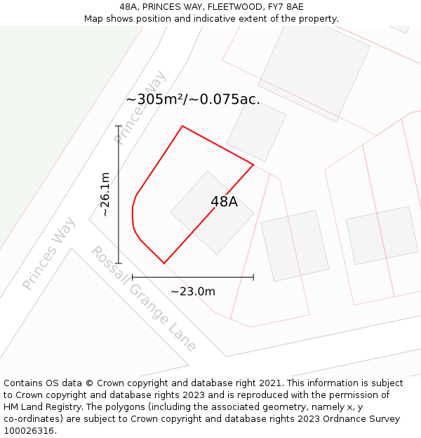 48A, PRINCES WAY, FLEETWOOD, FY7 8AE: Plot and title map