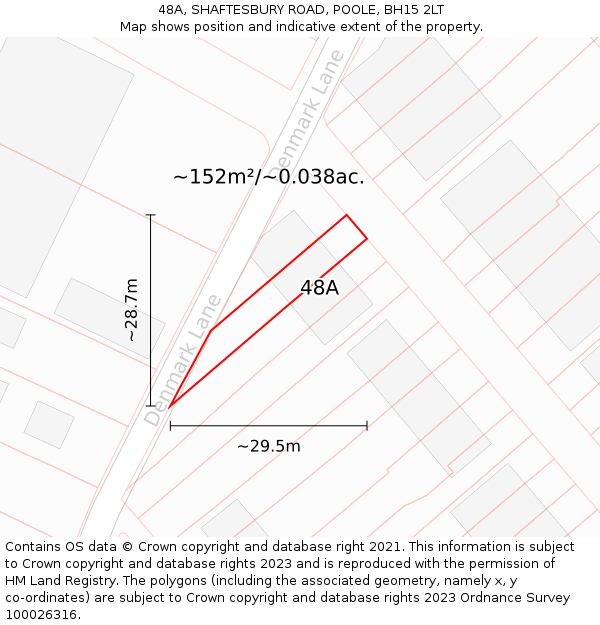 48A, SHAFTESBURY ROAD, POOLE, BH15 2LT: Plot and title map