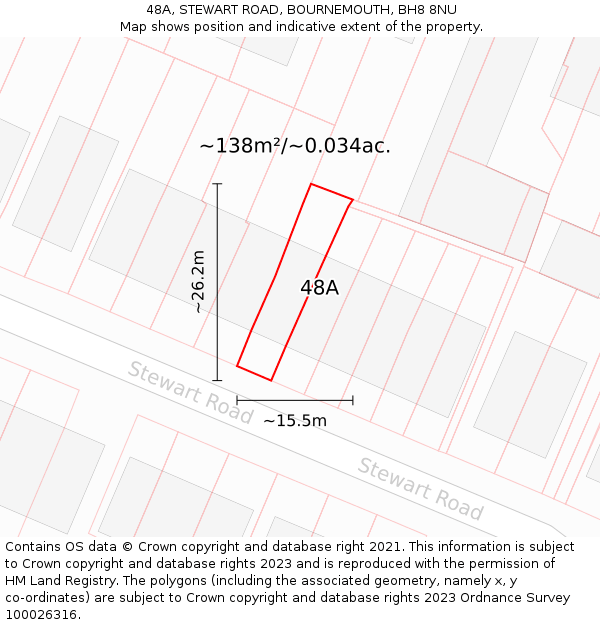 48A, STEWART ROAD, BOURNEMOUTH, BH8 8NU: Plot and title map