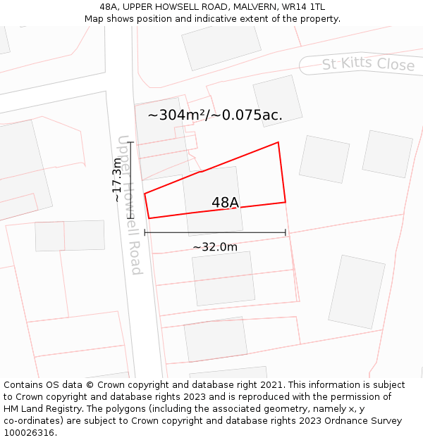 48A, UPPER HOWSELL ROAD, MALVERN, WR14 1TL: Plot and title map