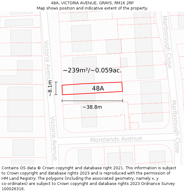 48A, VICTORIA AVENUE, GRAYS, RM16 2RP: Plot and title map