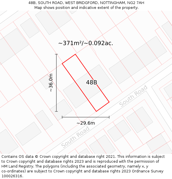 48B, SOUTH ROAD, WEST BRIDGFORD, NOTTINGHAM, NG2 7AH: Plot and title map