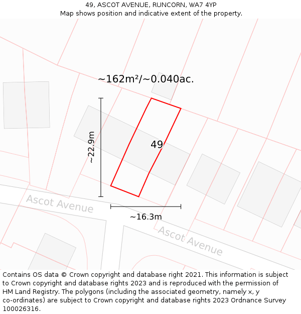 49, ASCOT AVENUE, RUNCORN, WA7 4YP: Plot and title map