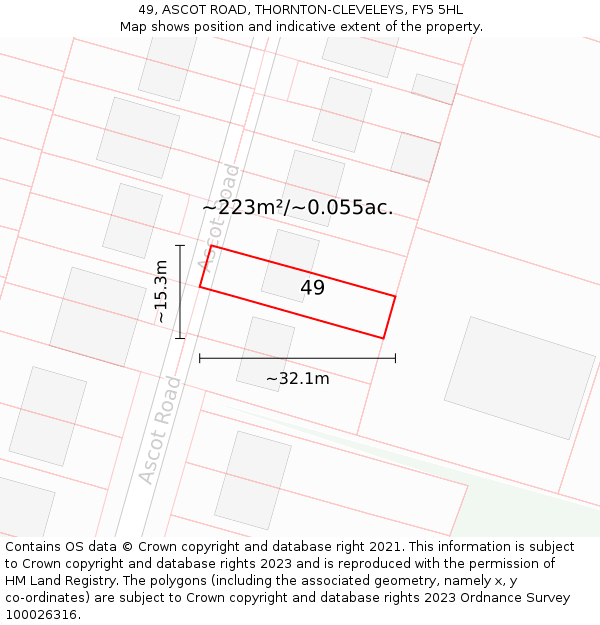 49, ASCOT ROAD, THORNTON-CLEVELEYS, FY5 5HL: Plot and title map