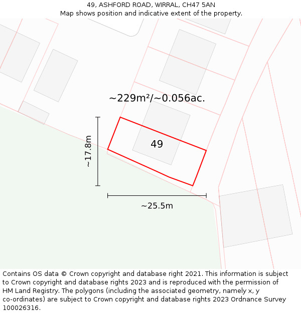 49, ASHFORD ROAD, WIRRAL, CH47 5AN: Plot and title map