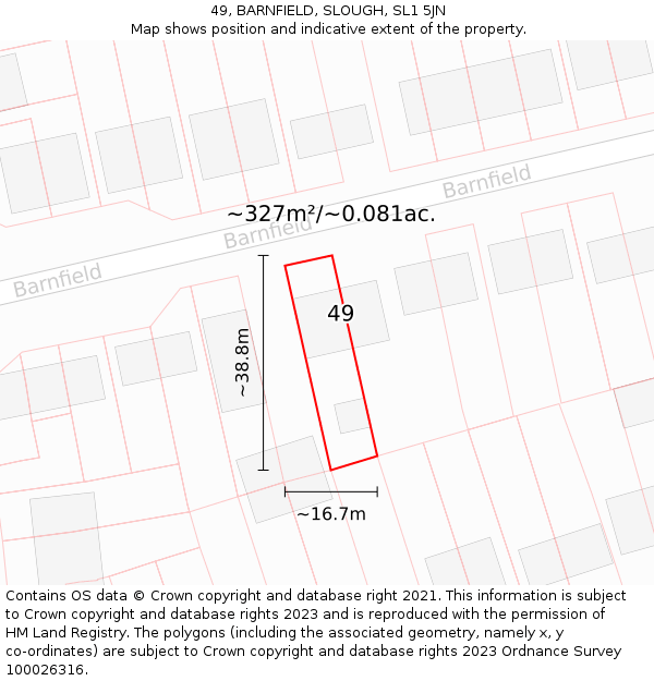 49, BARNFIELD, SLOUGH, SL1 5JN: Plot and title map