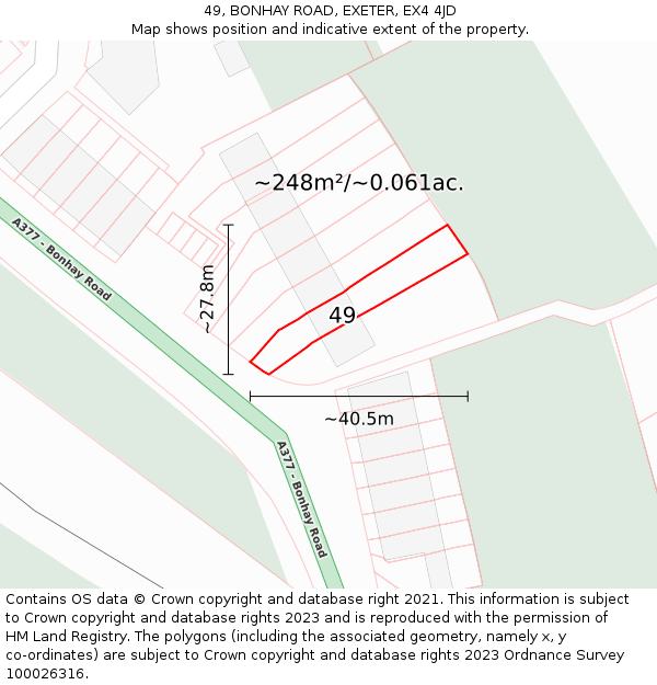 49, BONHAY ROAD, EXETER, EX4 4JD: Plot and title map