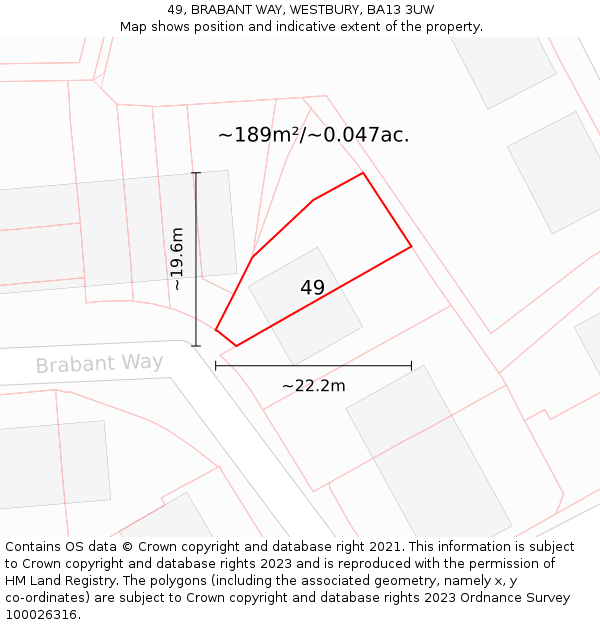 49, BRABANT WAY, WESTBURY, BA13 3UW: Plot and title map