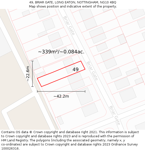 49, BRIAR GATE, LONG EATON, NOTTINGHAM, NG10 4BQ: Plot and title map