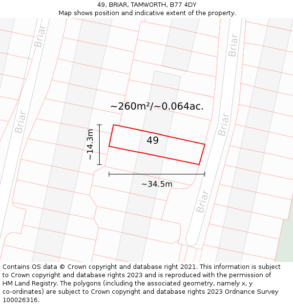 49, BRIAR, TAMWORTH, B77 4DY: Plot and title map