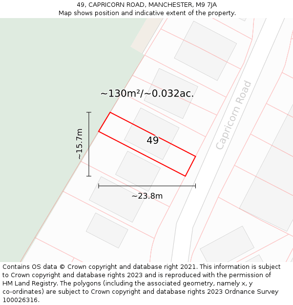 49, CAPRICORN ROAD, MANCHESTER, M9 7JA: Plot and title map