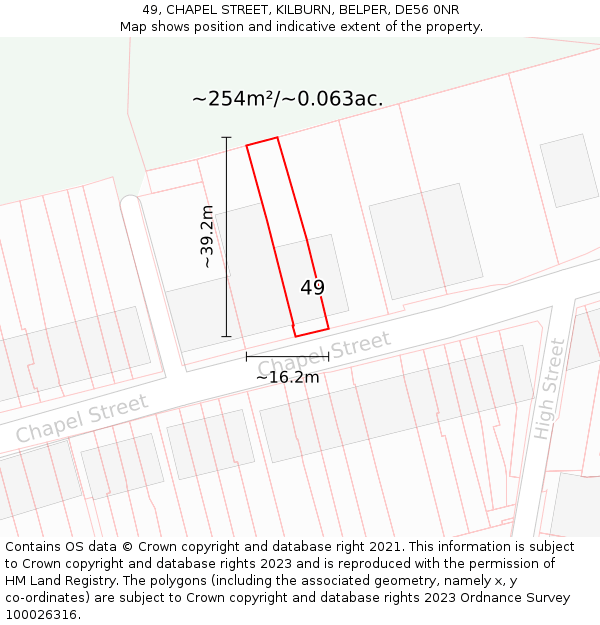 49, CHAPEL STREET, KILBURN, BELPER, DE56 0NR: Plot and title map