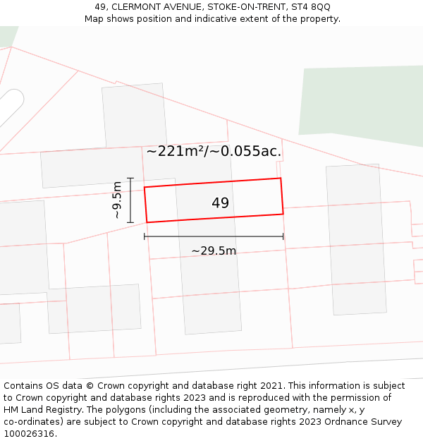 49, CLERMONT AVENUE, STOKE-ON-TRENT, ST4 8QQ: Plot and title map