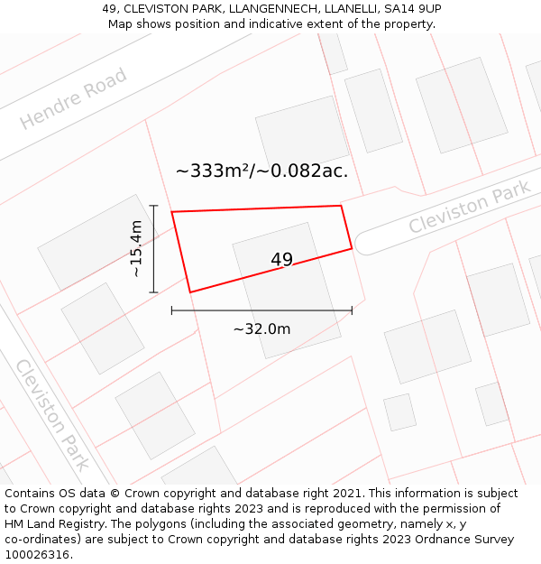 49, CLEVISTON PARK, LLANGENNECH, LLANELLI, SA14 9UP: Plot and title map