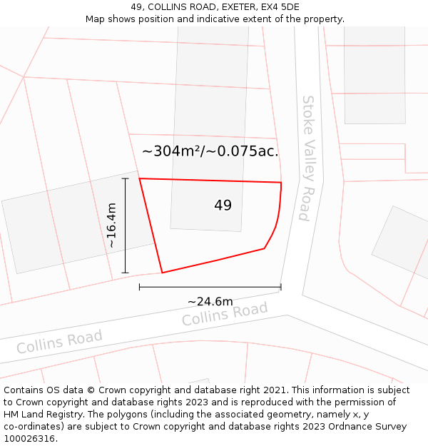 49, COLLINS ROAD, EXETER, EX4 5DE: Plot and title map