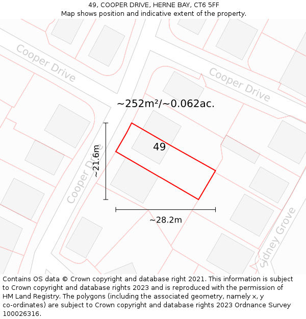 49, COOPER DRIVE, HERNE BAY, CT6 5FF: Plot and title map