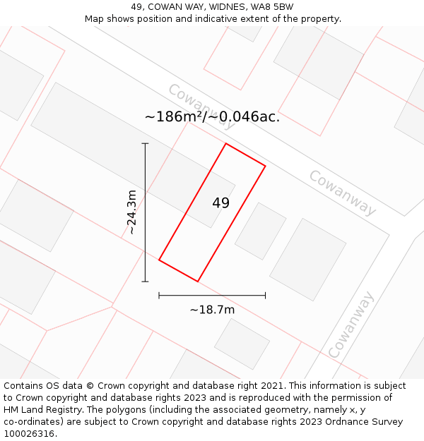 49, COWAN WAY, WIDNES, WA8 5BW: Plot and title map