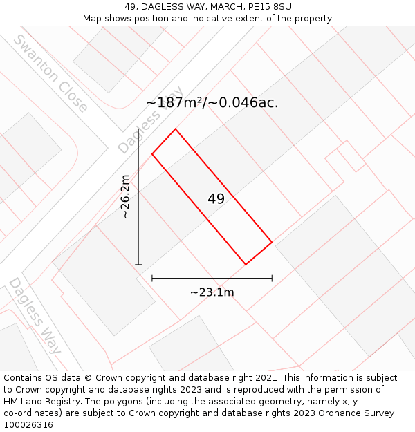 49, DAGLESS WAY, MARCH, PE15 8SU: Plot and title map