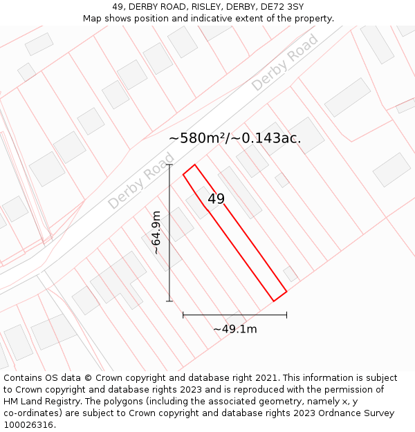 49, DERBY ROAD, RISLEY, DERBY, DE72 3SY: Plot and title map