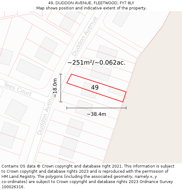 49, DUDDON AVENUE, FLEETWOOD, FY7 8LY: Plot and title map