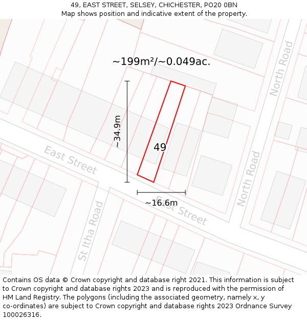 49, EAST STREET, SELSEY, CHICHESTER, PO20 0BN: Plot and title map