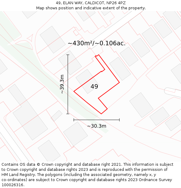 49, ELAN WAY, CALDICOT, NP26 4PZ: Plot and title map