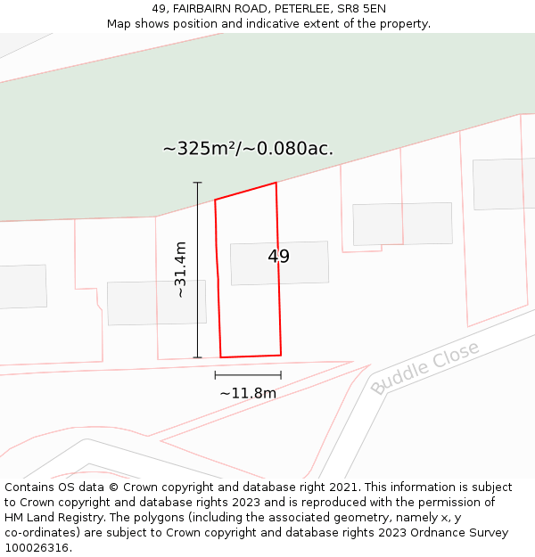 49, FAIRBAIRN ROAD, PETERLEE, SR8 5EN: Plot and title map