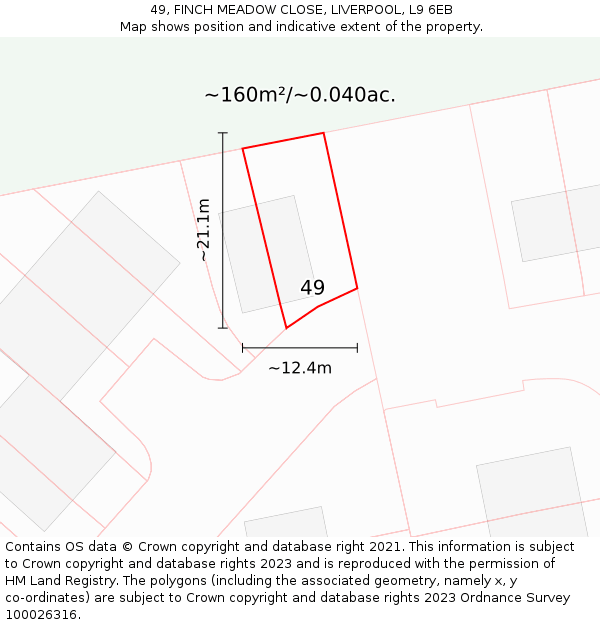 49, FINCH MEADOW CLOSE, LIVERPOOL, L9 6EB: Plot and title map