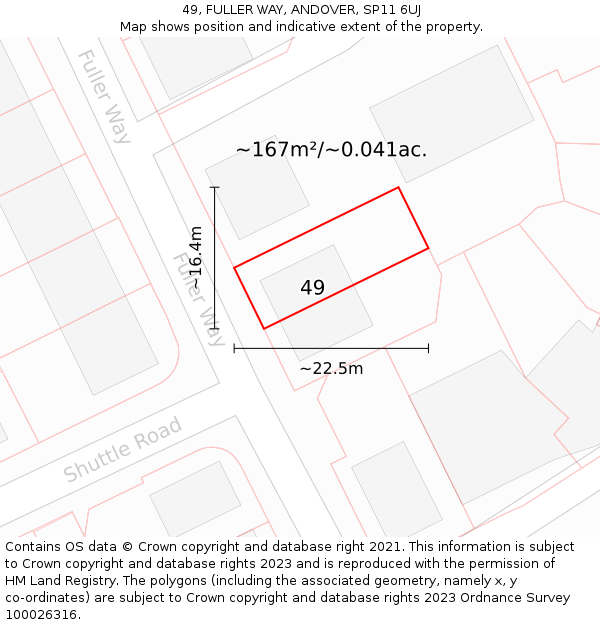 49, FULLER WAY, ANDOVER, SP11 6UJ: Plot and title map