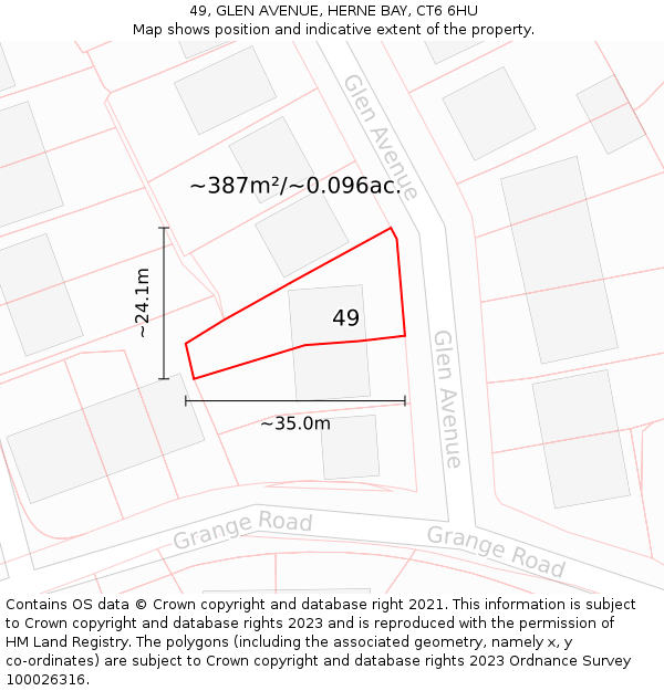 49, GLEN AVENUE, HERNE BAY, CT6 6HU: Plot and title map