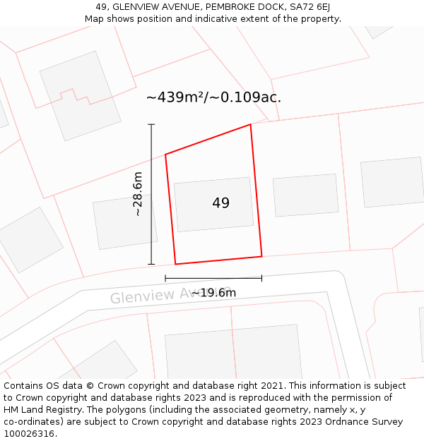 49, GLENVIEW AVENUE, PEMBROKE DOCK, SA72 6EJ: Plot and title map