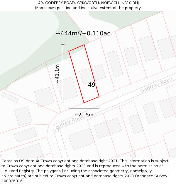 49, GODFREY ROAD, SPIXWORTH, NORWICH, NR10 3NJ: Plot and title map