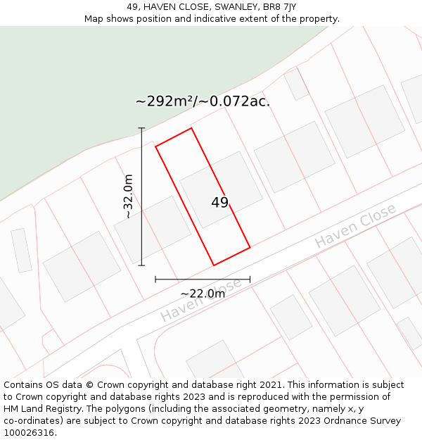 49, HAVEN CLOSE, SWANLEY, BR8 7JY: Plot and title map