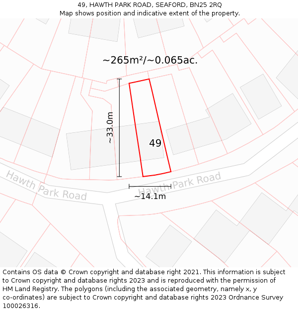 49, HAWTH PARK ROAD, SEAFORD, BN25 2RQ: Plot and title map