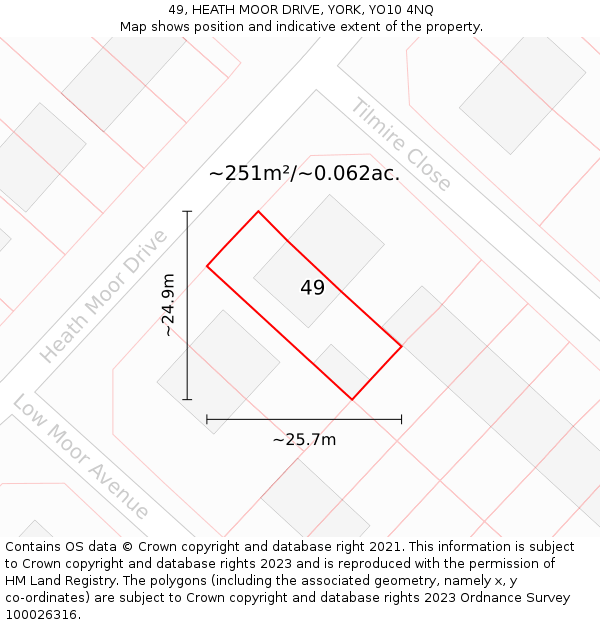 49, HEATH MOOR DRIVE, YORK, YO10 4NQ: Plot and title map