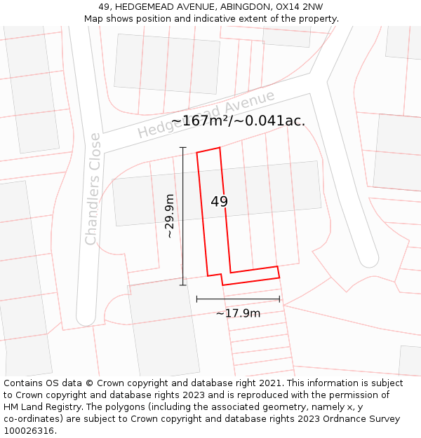 49, HEDGEMEAD AVENUE, ABINGDON, OX14 2NW: Plot and title map