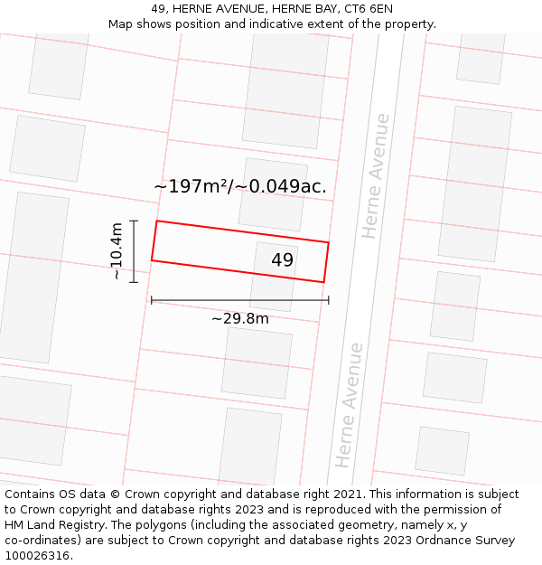 49, HERNE AVENUE, HERNE BAY, CT6 6EN: Plot and title map