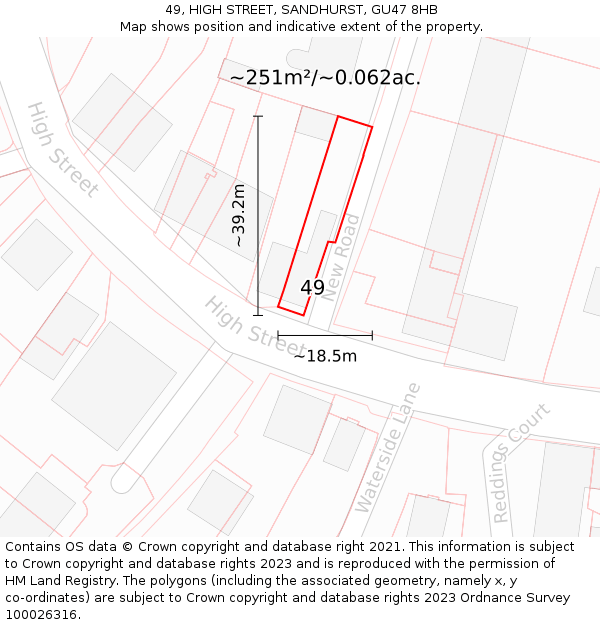 49, HIGH STREET, SANDHURST, GU47 8HB: Plot and title map