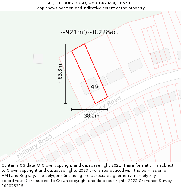 49, HILLBURY ROAD, WARLINGHAM, CR6 9TH: Plot and title map