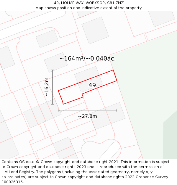 49, HOLME WAY, WORKSOP, S81 7NZ: Plot and title map