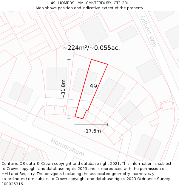 49, HOMERSHAM, CANTERBURY, CT1 3RL: Plot and title map