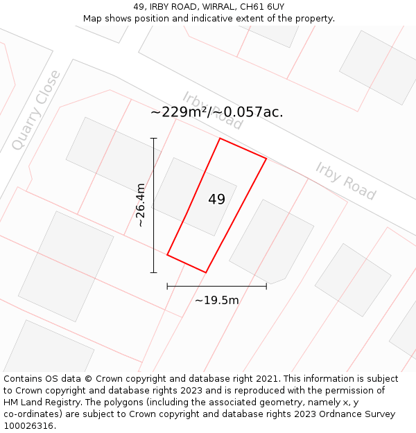 49, IRBY ROAD, WIRRAL, CH61 6UY: Plot and title map