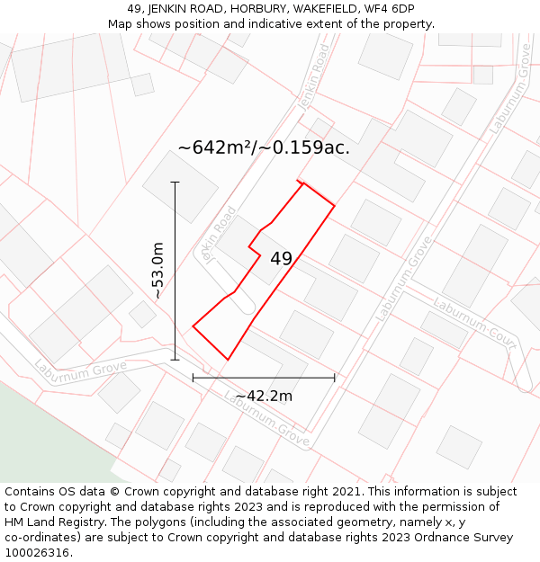 49, JENKIN ROAD, HORBURY, WAKEFIELD, WF4 6DP: Plot and title map