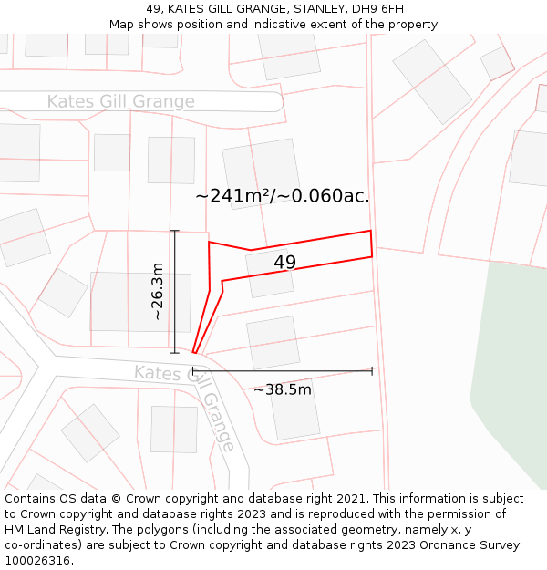 49, KATES GILL GRANGE, STANLEY, DH9 6FH: Plot and title map