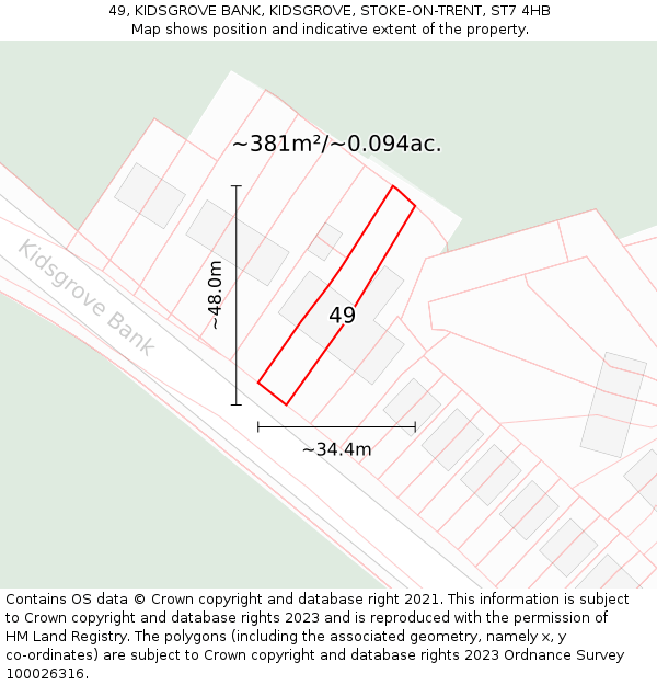 49, KIDSGROVE BANK, KIDSGROVE, STOKE-ON-TRENT, ST7 4HB: Plot and title map