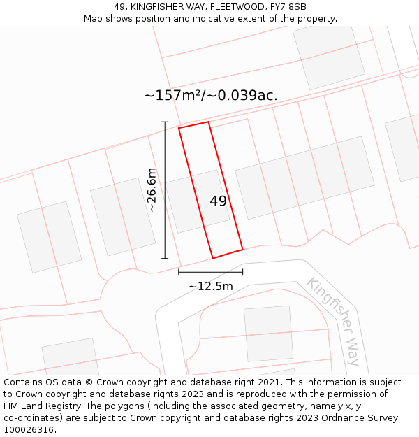 49, KINGFISHER WAY, FLEETWOOD, FY7 8SB: Plot and title map