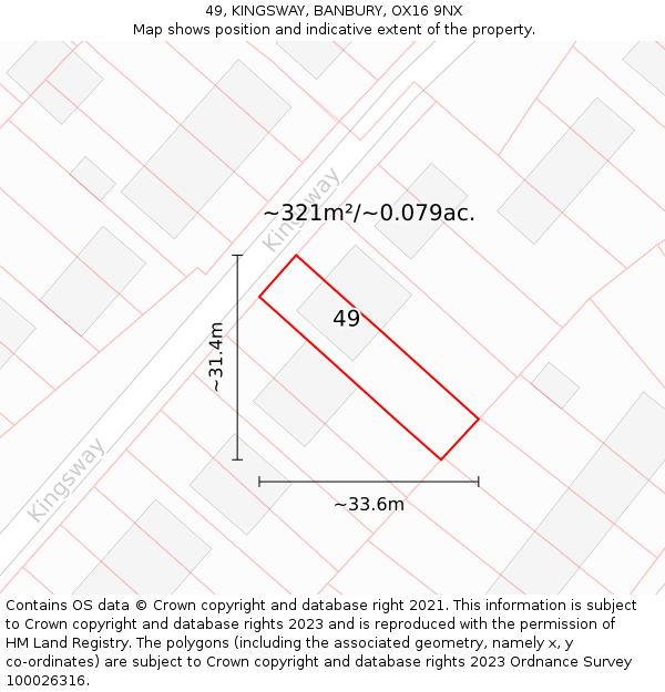 49, KINGSWAY, BANBURY, OX16 9NX: Plot and title map